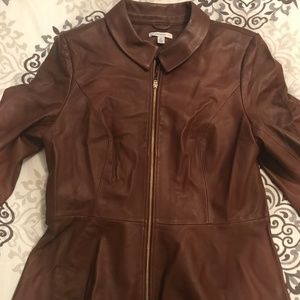 Isaac Mizrahi Live QVC Brown Leather Jacket Sz 12
